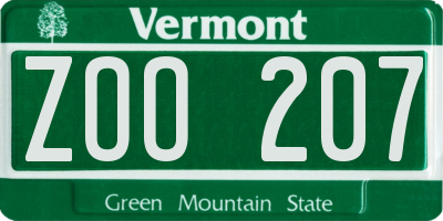 VT license plate ZOO207