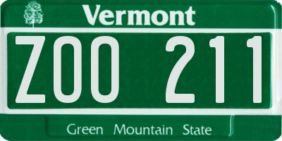 VT license plate ZOO211