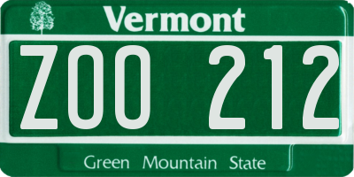 VT license plate ZOO212