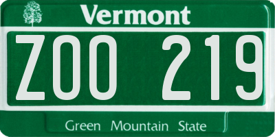 VT license plate ZOO219