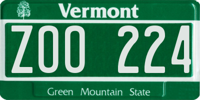VT license plate ZOO224