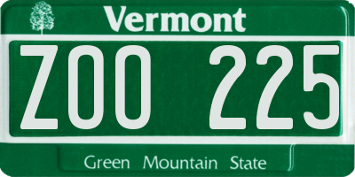 VT license plate ZOO225
