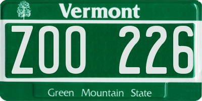 VT license plate ZOO226