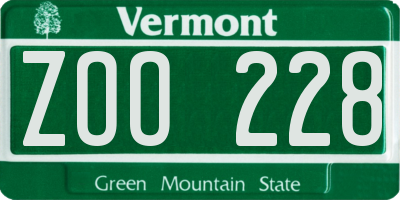VT license plate ZOO228