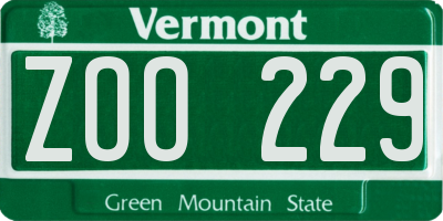 VT license plate ZOO229