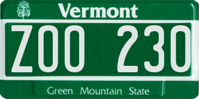 VT license plate ZOO230