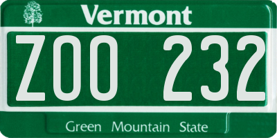 VT license plate ZOO232