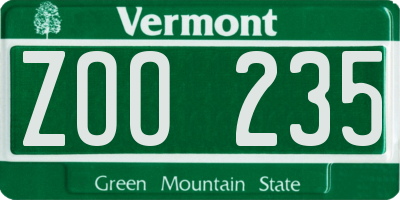 VT license plate ZOO235
