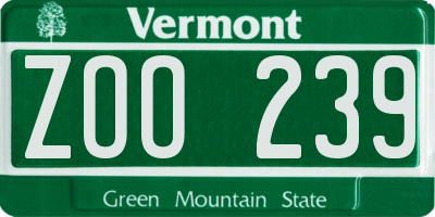 VT license plate ZOO239