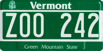 VT license plate ZOO242