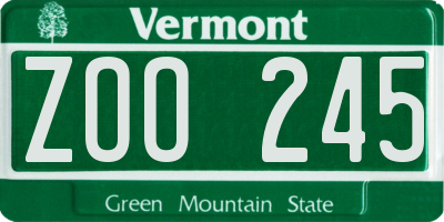 VT license plate ZOO245