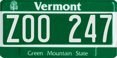 VT license plate ZOO247