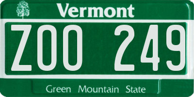 VT license plate ZOO249