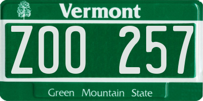 VT license plate ZOO257