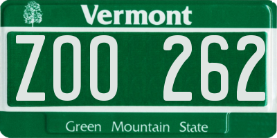 VT license plate ZOO262