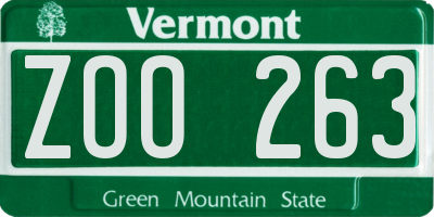 VT license plate ZOO263