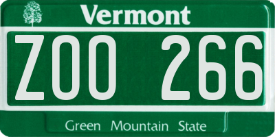 VT license plate ZOO266