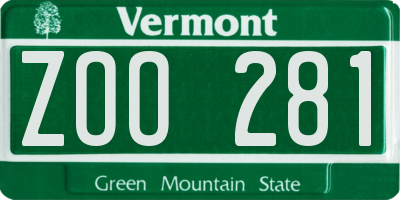 VT license plate ZOO281