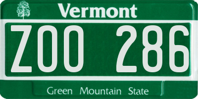 VT license plate ZOO286