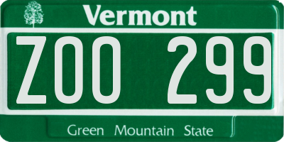 VT license plate ZOO299