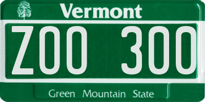 VT license plate ZOO300