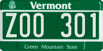 VT license plate ZOO301
