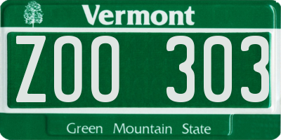 VT license plate ZOO303