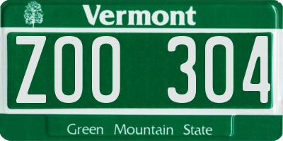 VT license plate ZOO304