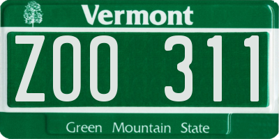 VT license plate ZOO311