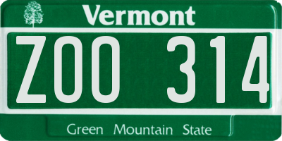 VT license plate ZOO314