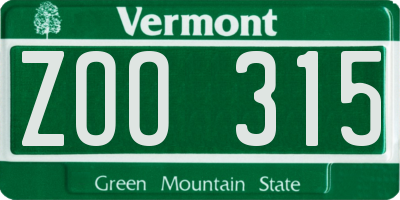 VT license plate ZOO315