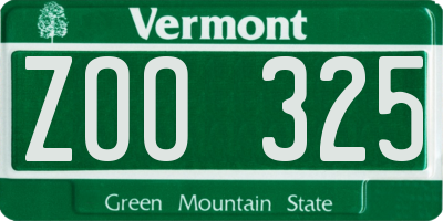 VT license plate ZOO325