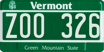 VT license plate ZOO326