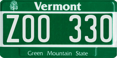 VT license plate ZOO330