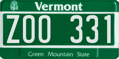 VT license plate ZOO331