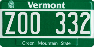 VT license plate ZOO332