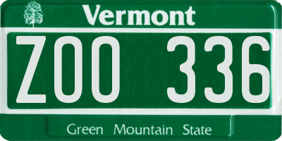 VT license plate ZOO336