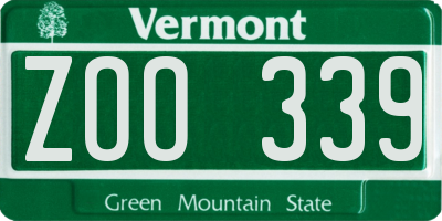 VT license plate ZOO339