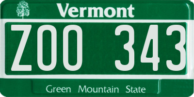 VT license plate ZOO343