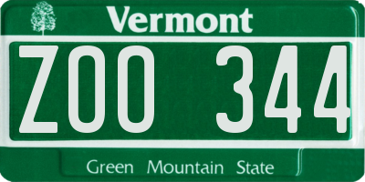 VT license plate ZOO344