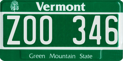 VT license plate ZOO346