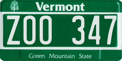 VT license plate ZOO347