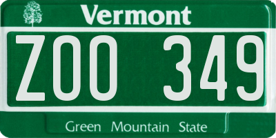 VT license plate ZOO349