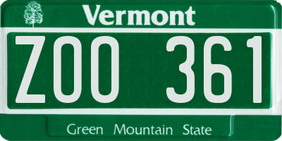 VT license plate ZOO361