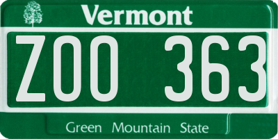 VT license plate ZOO363