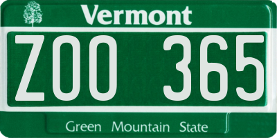 VT license plate ZOO365