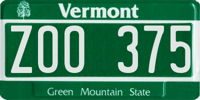 VT license plate ZOO375