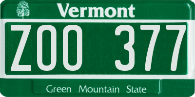 VT license plate ZOO377