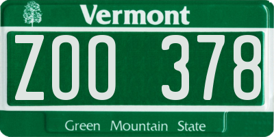 VT license plate ZOO378