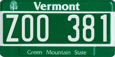 VT license plate ZOO381